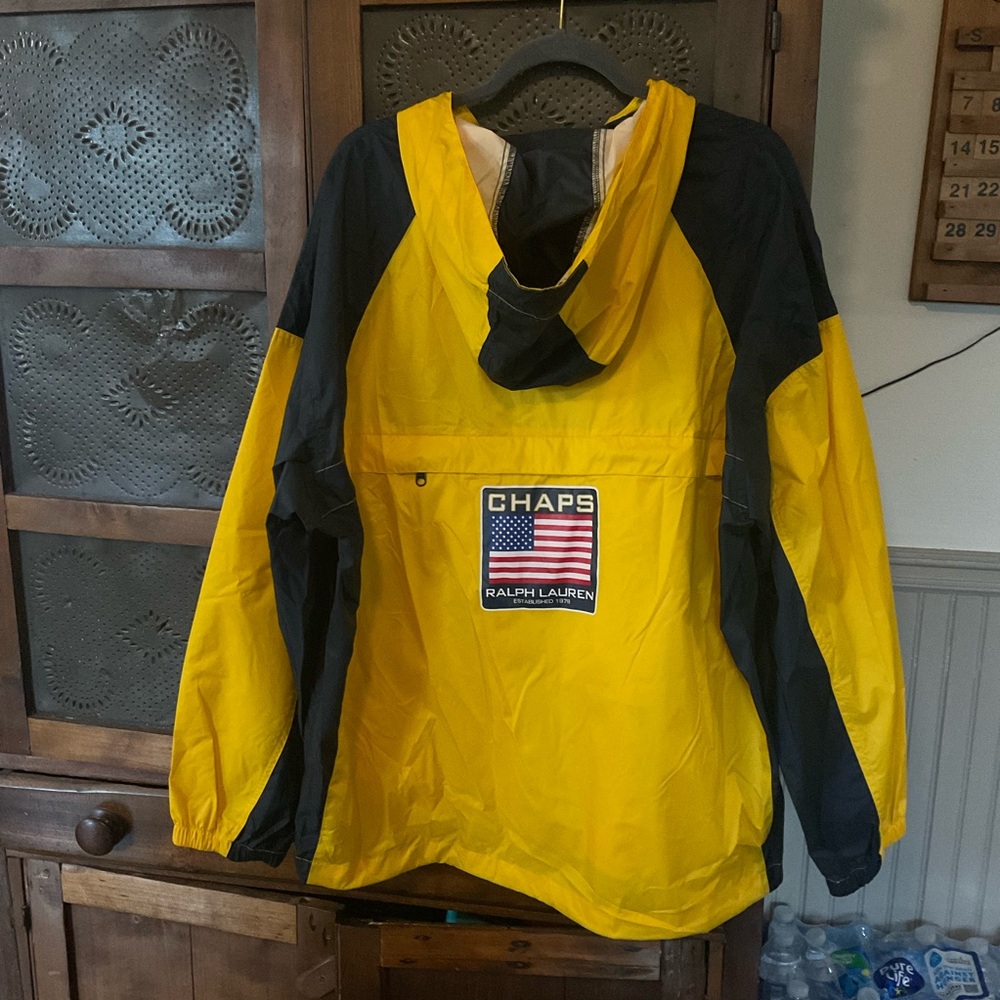 Vintage Flag Chaps Ralph Lauren Nylon Packable Hooded Jacket L